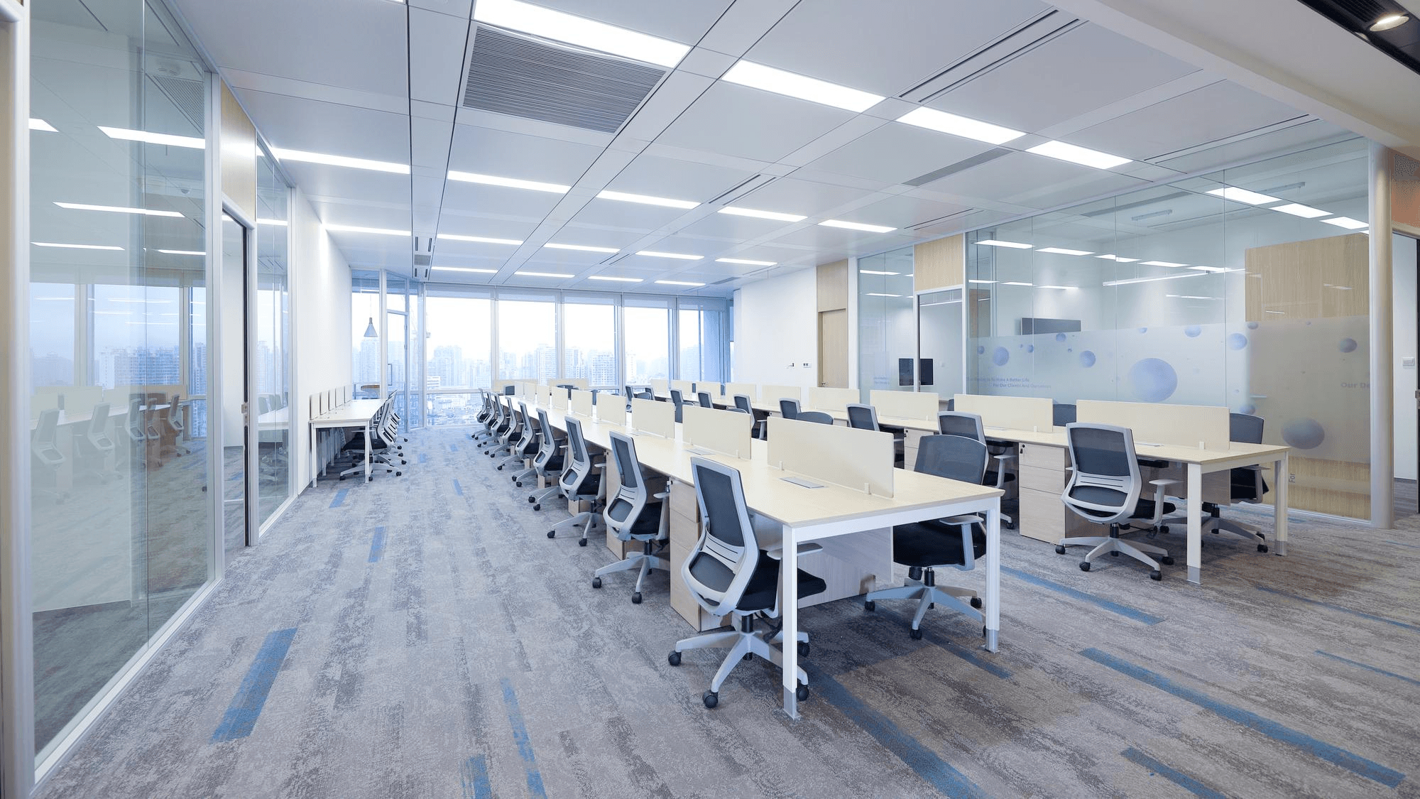 Bright open office workspace