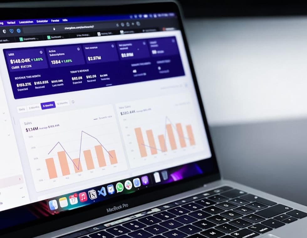 HR analytics dashboard on a laptop