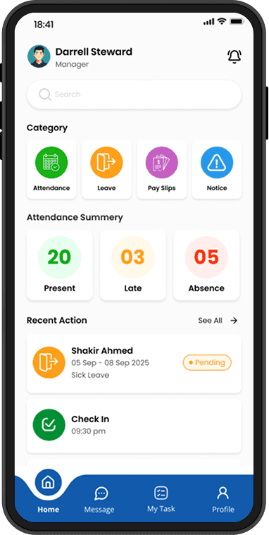 HRMFirm mobile app dashboard